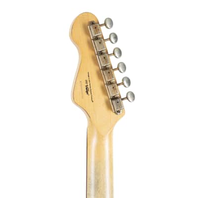 Vintage Vintage Icon V6MRGHB Distressed Gun Hill Blue over Sunburst - Electric Guitar image 4