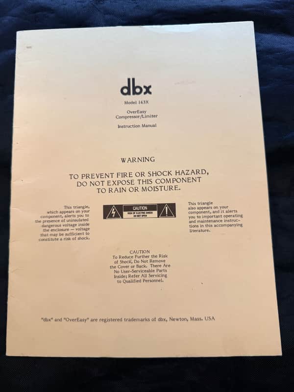 dbx 163X Over Easy Compressor Original Manual image 1