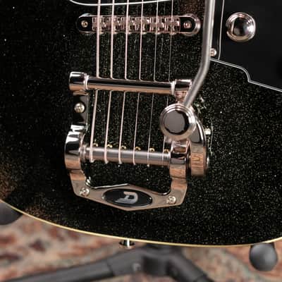 Duesenberg Paloma Baritone Electric Guitar - Black Sparkle with Gig Bag image 12
