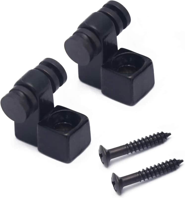 Roller String Trees String Retainer Guides Compatible with Strat Tele Style Electric Guitar Parts Replacement Pack of 2pcs with Mounting Screws High Quality New Items. (Black) image 1