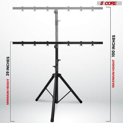 5Core DJ Light Stand Stage Lighting Truss System Height Adjustable 39 to 100" Heavy Duty T bar Mount image 3