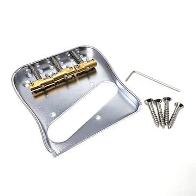 Brio ​Left Handed Telecaster Guitar Bridge – 54mm Brass Plate, 3 Compensated Saddles – Top-Load & String-Through, Curved Vintage Style image 4