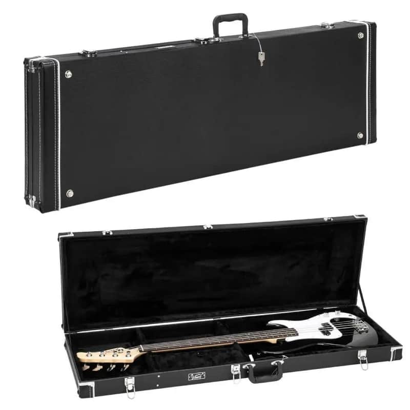 Electric Bass Guitar Hardshell Case | Waterproof Square Wood Carrying Case with Plush Interior & Storage | Durable and Lockable image 1