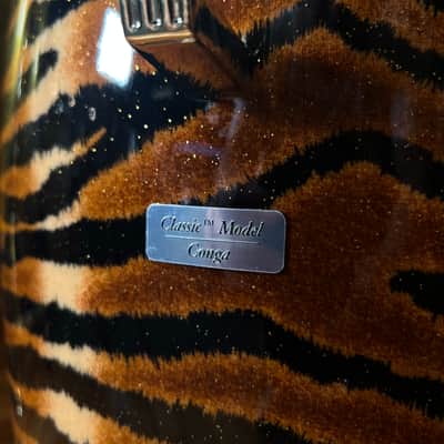 LP Latin Percussion Raul Rekow Signature Tiger Print Conga Tumba Duo Pair Set w/ Gold Hardware image 6