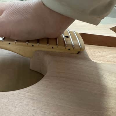 1 Set Unfinished Mahogany Wood Guitar Strat Style Body with Maple Neck image 6