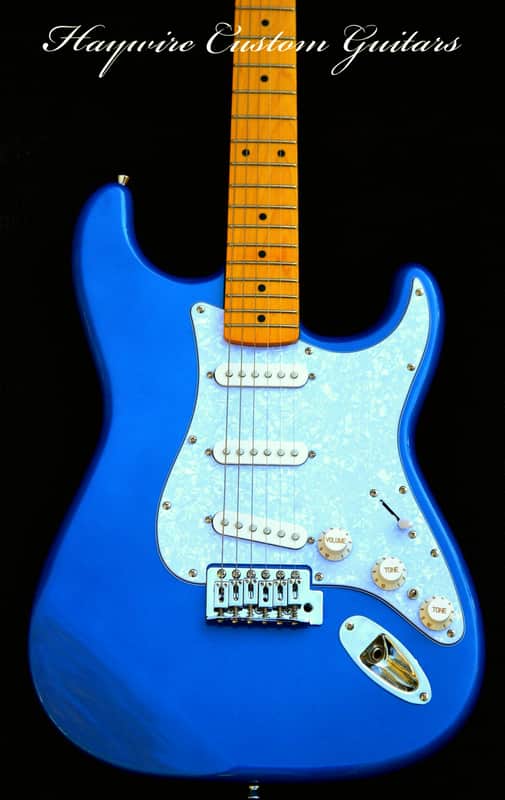 Blue Custom Shop Mahogany 7-Sound Switching Strat + Working Bridge Tone+Treble Bleed+SRV Pickups + Treble Bleed Circuit + '59 Style Neck with "C" Profile+ Setup+ Leveled, Crowned and Polished Frets+ Kluson Style Vintage Tuners and White Pearl Guard! image 1