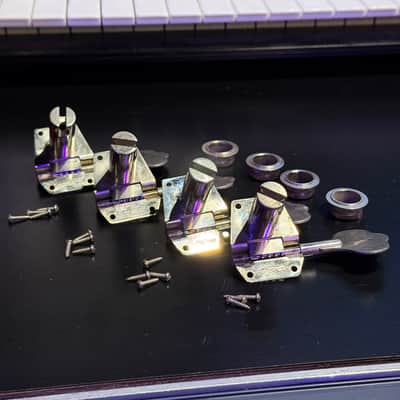 Vintage 1970s Schaller BM Tuning Machines nickel set of 4 string bass guitar tuners German image 2