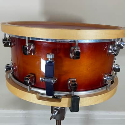 Yamaha 14x6.5 Sensitive Series Maple Snare Drum w/ Vintage Wood Hoops Amber Sunburst Japan MSD1465 - Amber Sunburst image 3