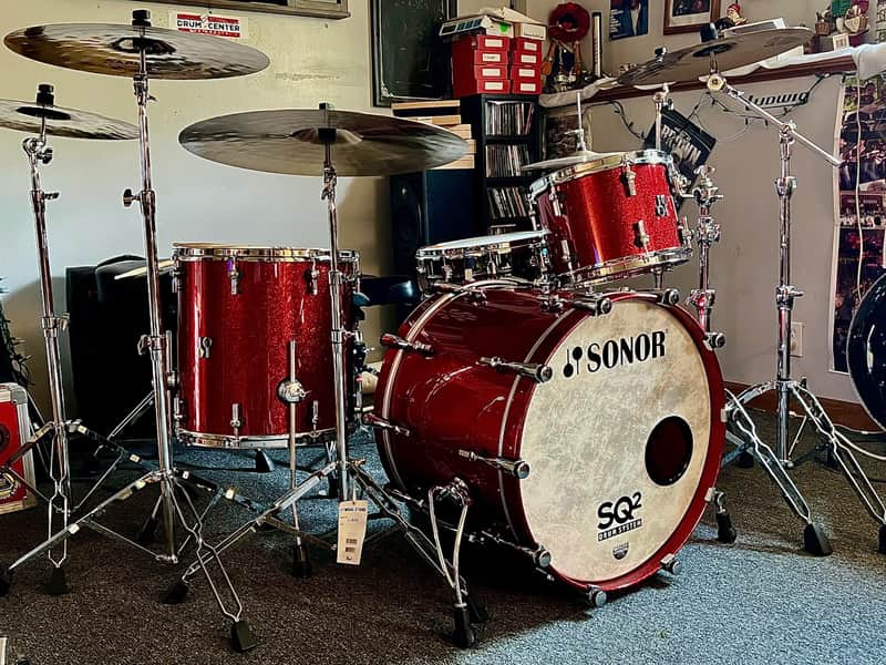 Sonor SQ2 Medium Maple 3 pc 2020+ - Red Sparkle Lacquer, Fiery Red Interior image 1