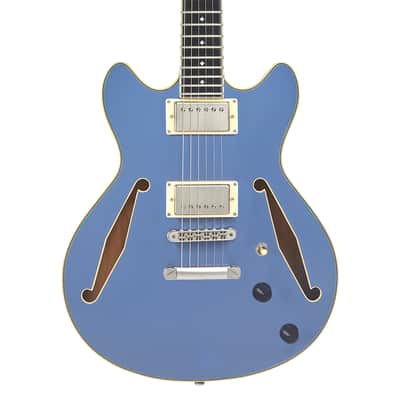 D'Angelico DAEMDCTSLBSNS EXCEL MINI DC TOUR Double Cutaway Semi-Hollow Body 3 Piece Maple/Walnut/Maple Neck 6-String Electric Guitar w/Gig Bag image 4