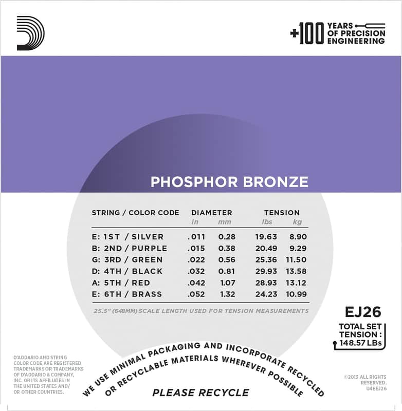 Immagine D'Addario EJ26 Phosphor Bronze Acoustic Guitar Strings, Custom Light Gauge Standard - 2