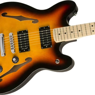 Squier Affinity Series Starcaster Semi-Hollow Electric Guitar, Maple Fingerboard, 3-Color Sunburst w/ Fender Play Card image 4