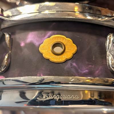 *Very Rare* Slingerland Radio King 4x14" Conway Era - Purple Satin Flame w/ Mini Sound King Snare Lugs image 2