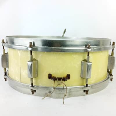 Leedy 5x14"Broadway Standard 1Ply Solid Maple Snare Drum 1939 White Marine Pearl image 9