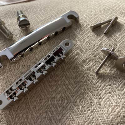 Gibson Historic Non-Wire ABR-1 Tune-O-Matic Bridge with Lightweight Aluminum Stop Bar Tailpiece- Nickel- COMBO image 5