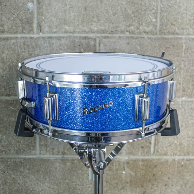 Rogers 5" x 14" 1960's Luxor Blue Sparkle Snare Drum image 1