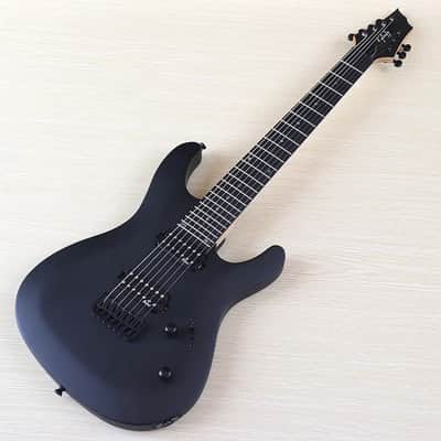 Black 7 String Electric Guitar, Okoume Body, Maple Neck image 2