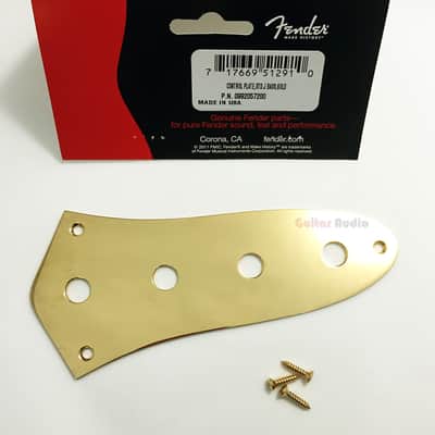 Genuine Fender GOLD 4-Hole Jazz/J-Bass Control Plate Cover w/ Mounting Screws