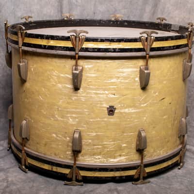 WFL 24" Kick Drum 1940-1955 - White Marine Pearl 24x14 bass drum image 10