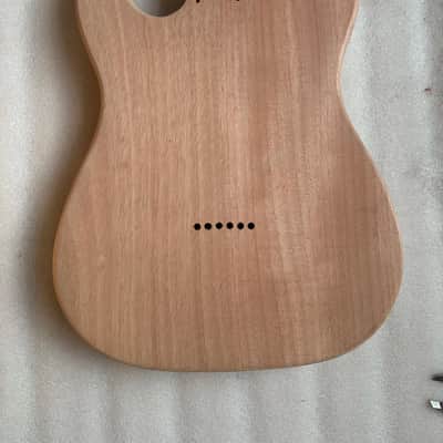 Mahogany Wood Telecaster Teler Style Guitar Body, F Hole Routing, String Through Bridge image 3