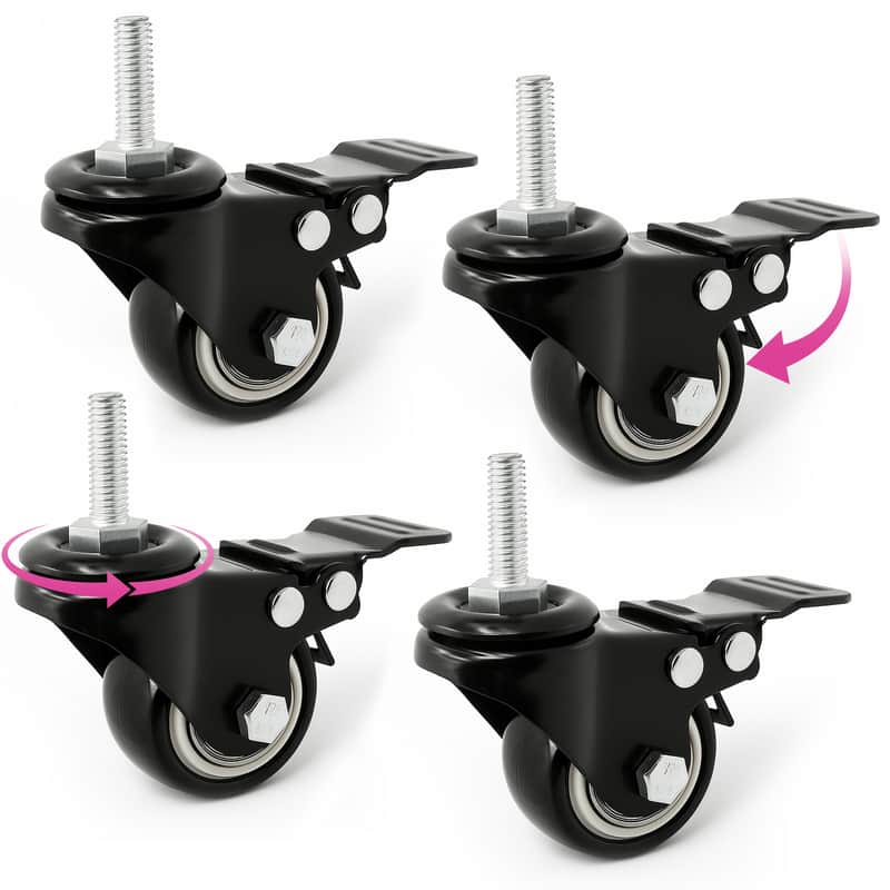 Liquid Stands Keyboard Stand Caster Wheels Set of 4 - Replacement Locking Heavy Duty Wheels with Brake image 1