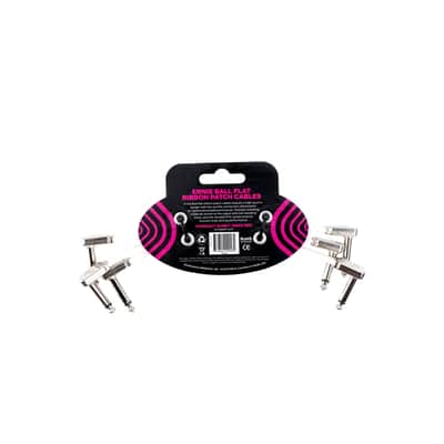 Ernie Ball 6385 Flat Ribbon Patch Cable White 15.24cm 3Pk image 2