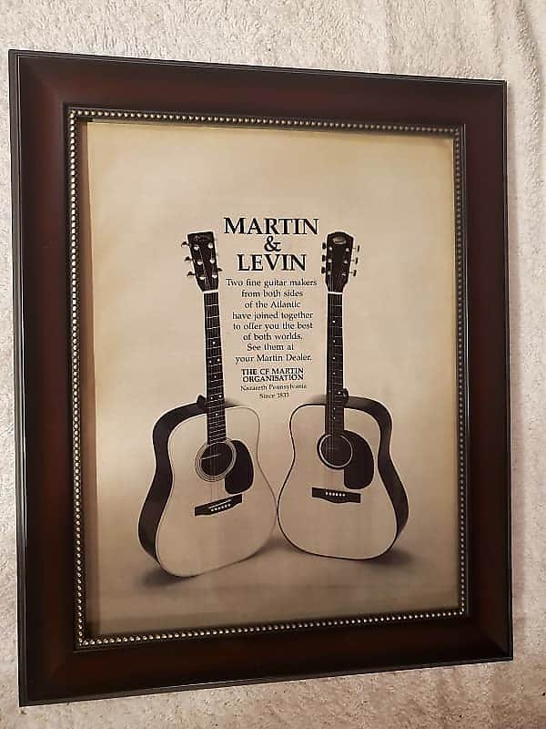 1974 Martin Guitars Promotional Ad Framed Levin Acoustic Guitars D-28 Original image 1