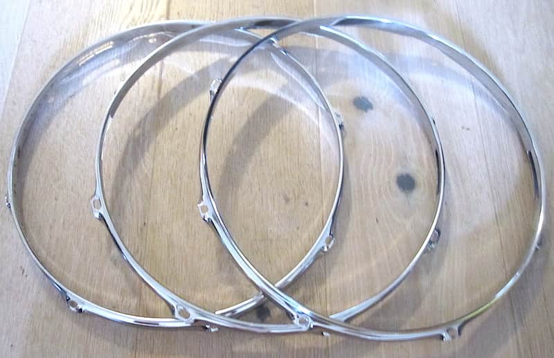 14" 8-Lug-Hole Drum Triple-Flange Snare Side Rims Hoops (set of 3) image 1