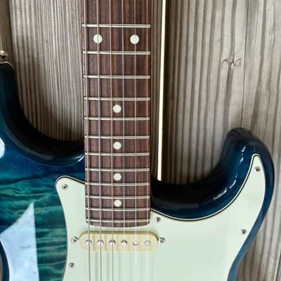 Fender ST-62QM  Stratocaster Reissue MIJ Japan, transparent Blue quilted top rosewood image 6