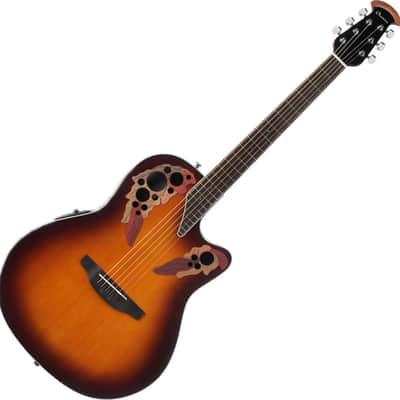 Ovation Celebrity Elite Super Shallow Acoustic-Electric Guitar, Sunburst w/ Gig Bag and Guitar Stand image 5