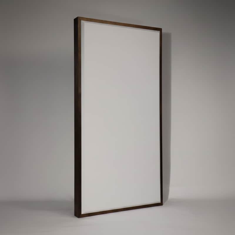 Custom Framed Acoustic Wall Panel | White Fabric & Red Mahogany Wood Frame | Furniture-Quality Sound Absorbing Panel | Recording Studio, Home Studio, Mixing Room, Podcast Studio, Home Theater, Listening Room, Office & Vocal Booth | Made in USA image 1