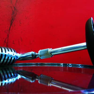 Vintage 1950's Electro-Voice 950 Cardax Crystal Microphone w Atlas DS-7 desk stand prop display # 6 image 11