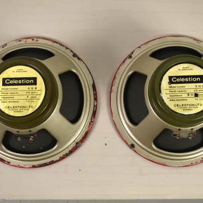 Ultra rare pair of 20w G12M Celestion Pre Rola Greenbacks 1966 T1220 Pulsonic cone H1777/003 image 1