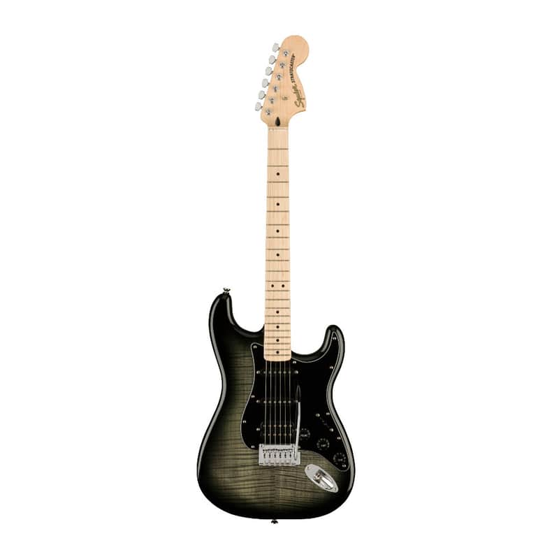 Fender Squier Affinity Series Stratocaster FMT HSS Guitar with Maple C-Shaped Neck (Maple Fingerboard, Black Burst) image 1