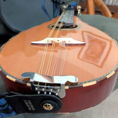 Taisamlu A-Shape Mandolin with strap and soft case.  Fresh set up.  New strings.  Nut and bridge saddle are bone.  Plays nicely.  Sounds great.  Its loud! image 5