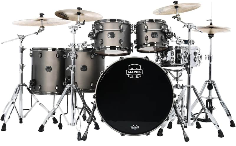 Mapex Saturn Evolution Workhorse Maple & Walnut 5-Piece Shell Pack - Gun Metal Grey (SE628XMBPG) image 1