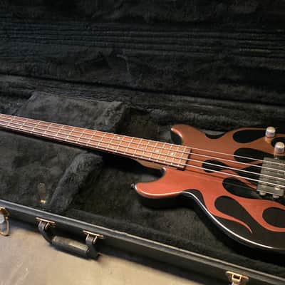 Jackson USA JJ Bass Custom Shop Interference Hot Rod Flames Flip-Flop Color Change 32" Medium Short Scale Scott Ian Music Man Stingray Pickup 18V Preamp American Slap Bass Guitar image 2