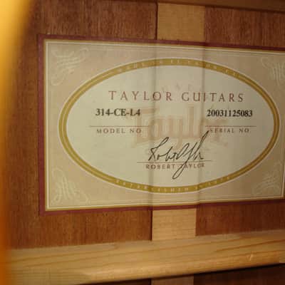 2003 Taylor 314-ce-L4 Grand Auditorium Cutaway Acoustic Electric Guitar w/ Case image 5