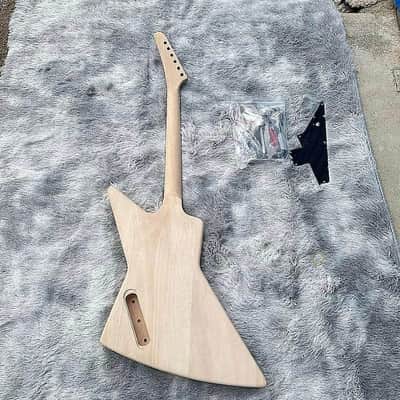 Unfinished DIY Project Explorer V Style Guitar, Mahogany Body and Neck, Rosewood Fingerboard image 2
