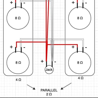 Wiring Harness Layout #4 for Combo 4x10 / 4x12 with all Parallel connect, Vintage Fender Style Speaker Cable, Switchcraft 1/4” image 8