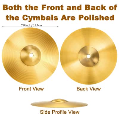 2 Pieces 8-Inch Splash Cymbal Classic Drums Cymbals Percussion Instrument Golden Practice Drum Cymbal for Drum Set image 2