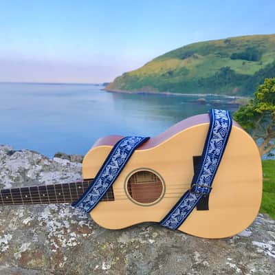 Vtar Blue Celtic Beast Guitar Strap Handmade with Vegan Leather image 1