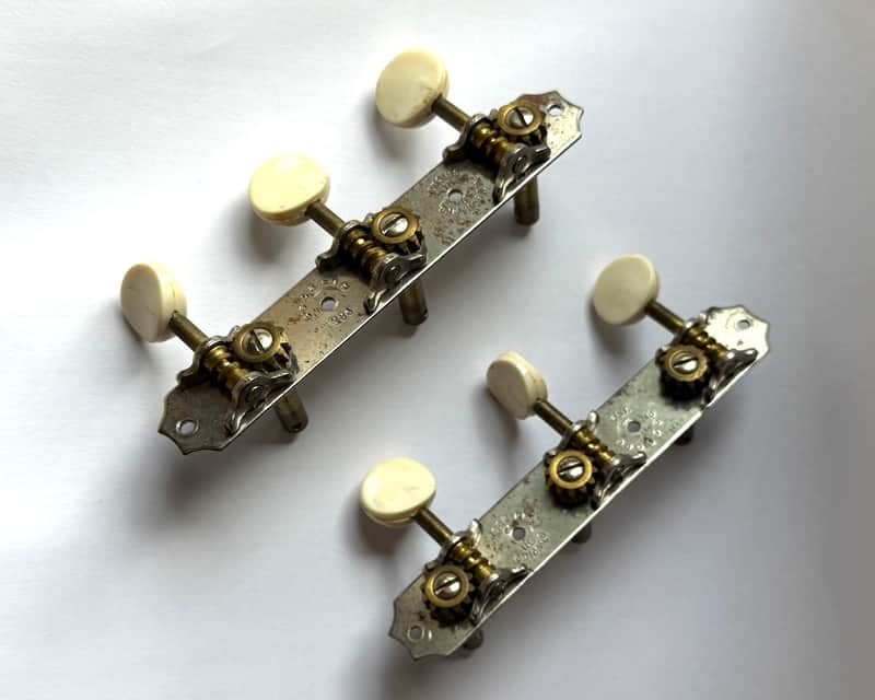 PAIR of 1940's vintage KLUSON Tuners - Open Back Tuning Machines imagen 1