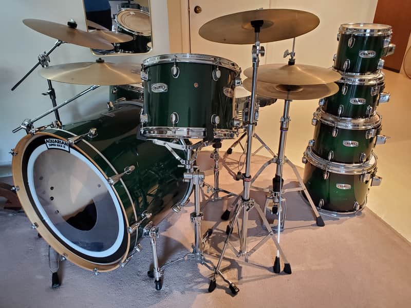 VTG MAPEX 24"x18" Maple Bass Drum Emerald Green "Pro M" 10 Lug No Holes- Gorgeous image 1