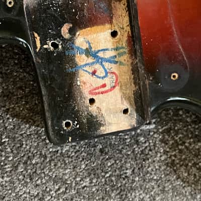 1974 Fender Precision bass body Sunburst original image 2