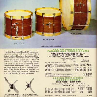 Slingerland - 10x14" No. 574 Legion Heir Model, 3-Ply Mahogany, Marching Snare Drum (Chicago-era) 1969–1972 image 3