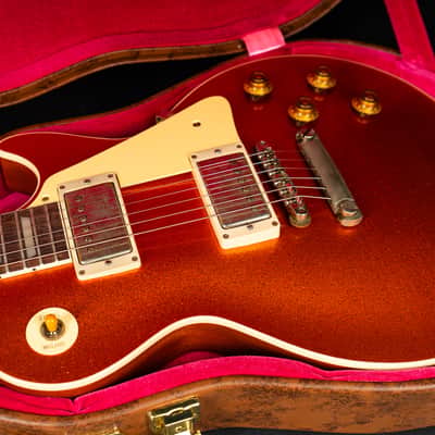 Gibson 1957 Les Paul Standard Murphy Lab Ultra Light aged - Orange Sparkle Top Natural back image 16