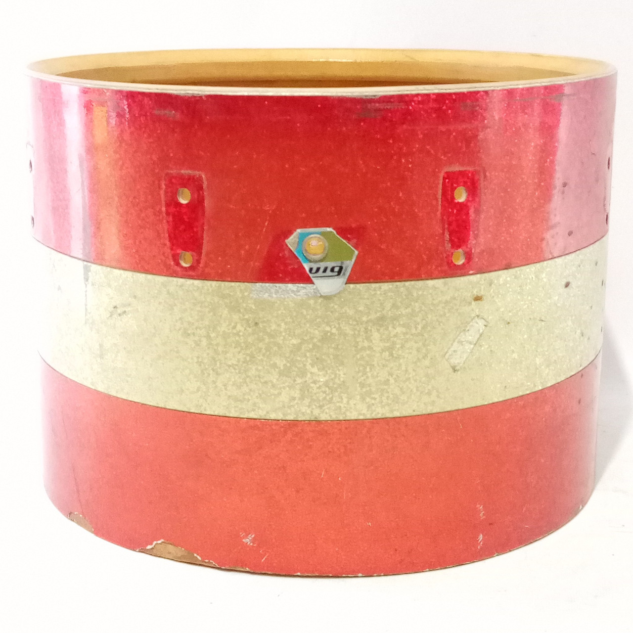 Ludwig 10x14" Concert Tom Drum Red/Silver/Red Sparkle 3Ply Vintage70s Blue/Olive — main photograph