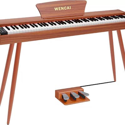 88-Key Fully Weighted Digital Piano – Hammer Action Keyboard with USB-MIDI, Triple Pedal & Stereo Speakers (Orange) image 1