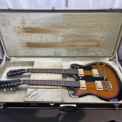Ibanez Studio Series ST1200 Studio Twin 6/12 Double Neck doubleneck Guitar with Case MIJ Made In Japan 1978 - Brown Sunburst image 1